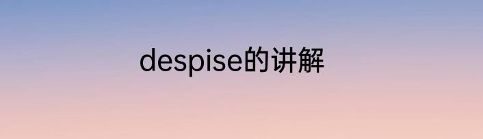 despise的讲解