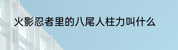 火影忍者里的八尾人柱力叫什么