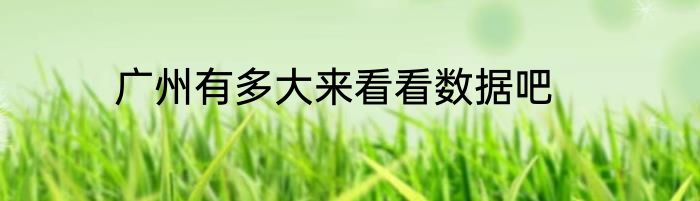 广州有多大来看看数据吧