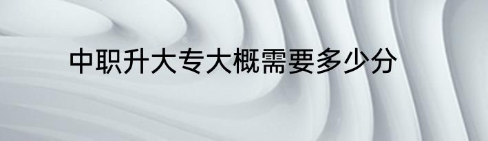 中职升大专大概需要多少分