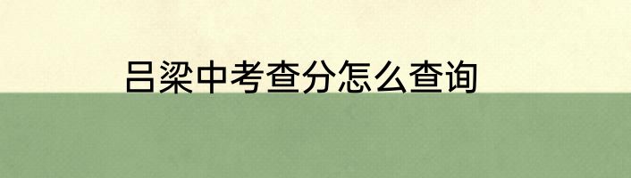 吕梁中考查分怎么查询