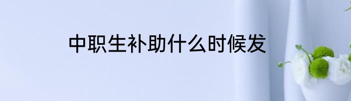 中职生补助什么时候发