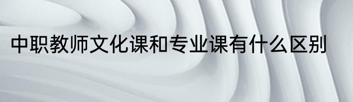 中职教师文化课和专业课有什么区别