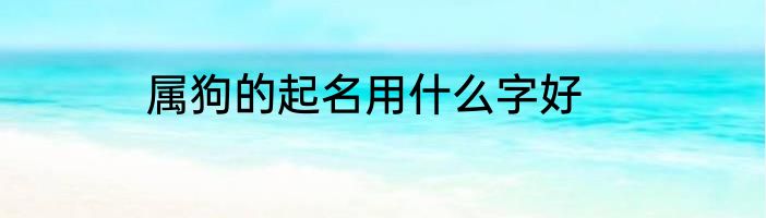 属狗的起名用什么字好