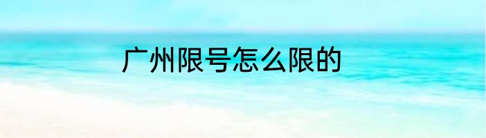广州限号怎么限的