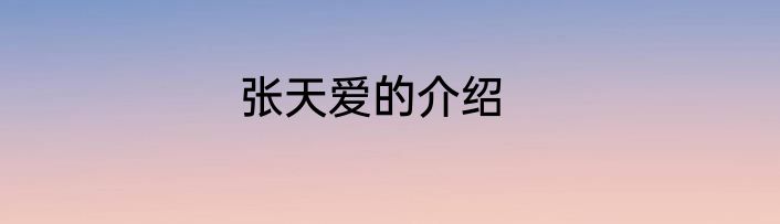 张天爱的介绍