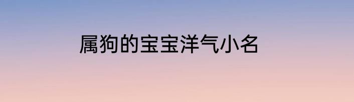 属狗的宝宝洋气小名