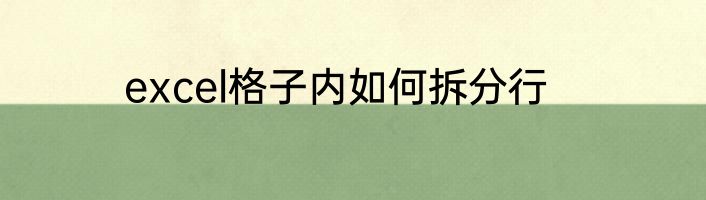 excel格子内如何拆分行