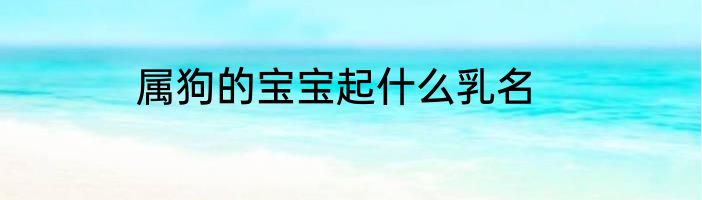 属狗的宝宝起什么乳名