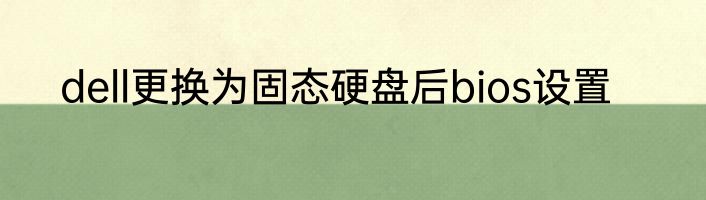 dell更换为固态硬盘后bios设置