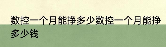 数控一个月能挣多少数控一个月能挣多少钱