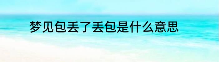 梦见包丢了丢包是什么意思