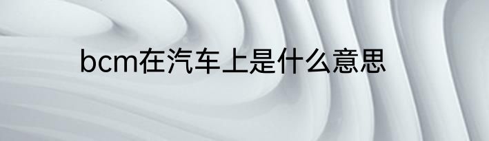 bcm在汽车上是什么意思