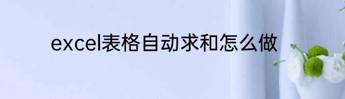 excel表格自动求和怎么做
