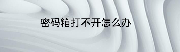 密码箱打不开怎么办