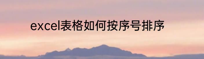 excel表格如何按序号排序