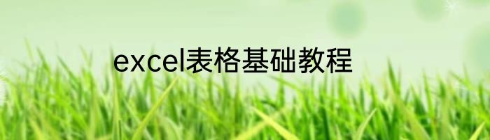 excel表格基础教程