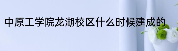 中原工学院龙湖校区什么时候建成的