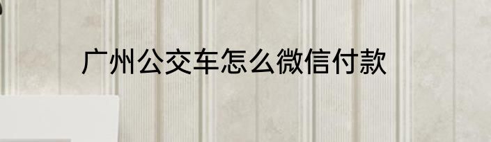 广州公交车怎么微信付款
