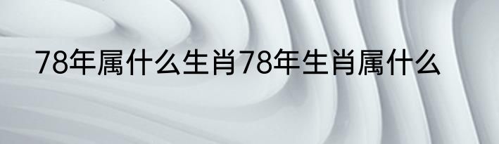 78年属什么生肖78年生肖属什么