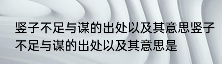 竖子不足与谋的出处以及其意思竖子不足与谋的出处以及其意思是