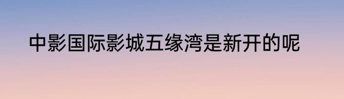 中影国际影城五缘湾是新开的呢