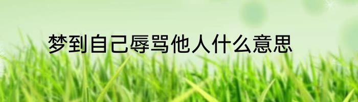 梦到自己辱骂他人什么意思