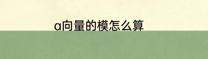 a向量的模怎么算