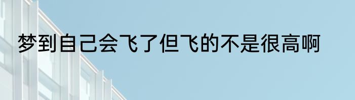 梦到自己会飞了但飞的不是很高啊