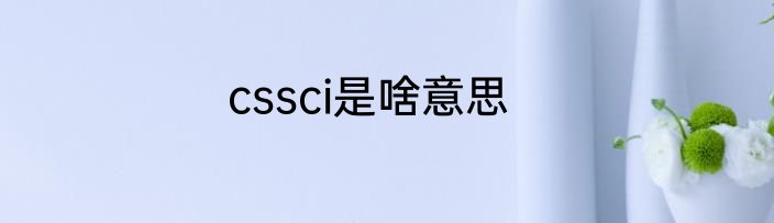 cssci是啥意思