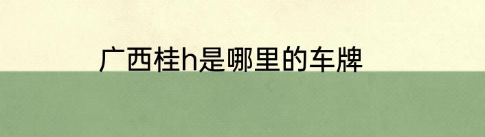 广西桂h是哪里的车牌