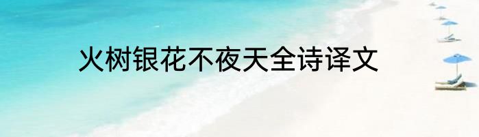火树银花不夜天全诗译文