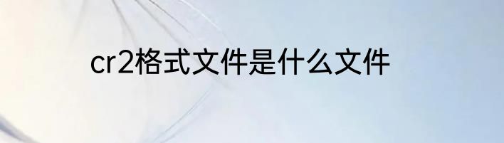 cr2格式文件是什么文件