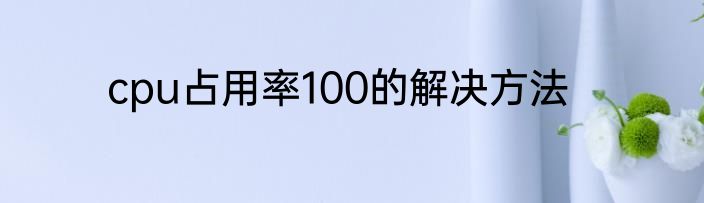 cpu占用率100的解决方法