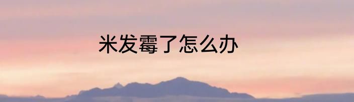 米发霉了怎么办