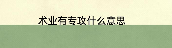 术业有专攻什么意思