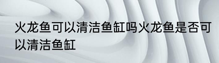 火龙鱼可以清洁鱼缸吗火龙鱼是否可以清洁鱼缸
