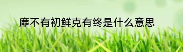 靡不有初鲜克有终是什么意思