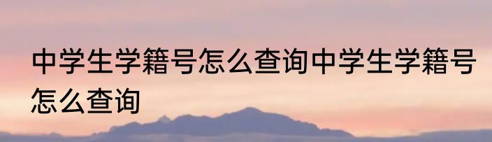 中学生学籍号怎么查询中学生学籍号怎么查询