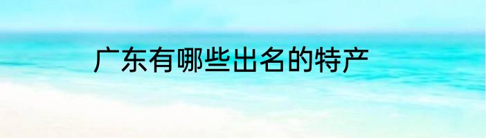 广东有哪些出名的特产