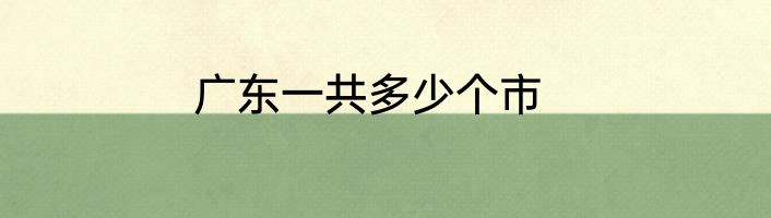 广东一共多少个市