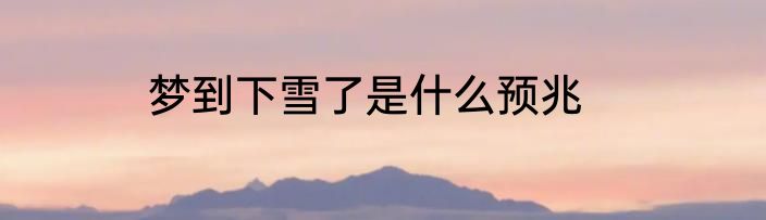 梦到下雪了是什么预兆