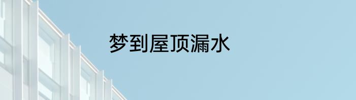 梦到屋顶漏水