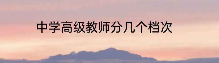 中学高级教师分几个档次