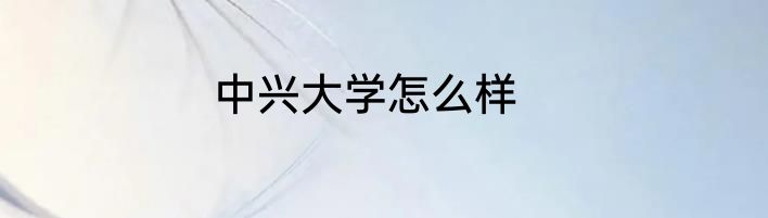 中兴大学怎么样