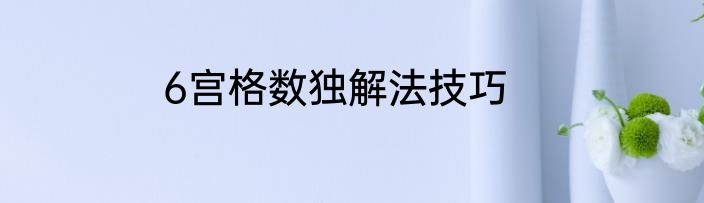 6宫格数独解法技巧