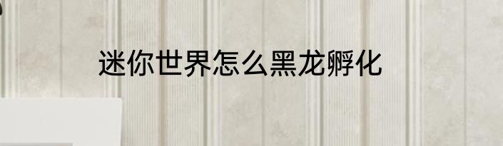 迷你世界怎么黑龙孵化