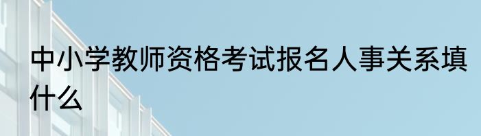 中小学教师资格考试报名人事关系填什么