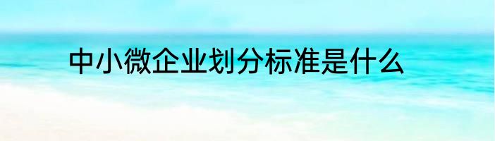 中小微企业划分标准是什么