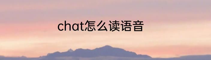 chat怎么读语音